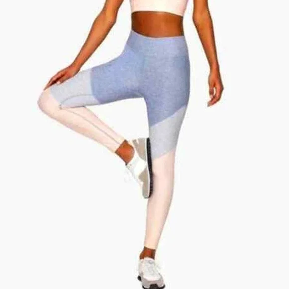 OUTDOOR VOICES springs 7/8 tri-color blue pink activewear leggings M - Picture 1 of 6
